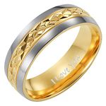 Willis Judd 7mm Titanium Ring for Men Engraved I Love You In Wooden Gift Box Wedding Band Ring Mens Engagement Ring Groove Promise Ring Comfort Fit Size X