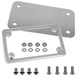 LFPartS Motorcycle Stainless Steel License Plate Frame + Motorcycle License Backing Plate Set