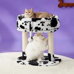 Lesure Cute Cat Tree Tower - Cat Tree with Nature Sisal Scratching Post for Indoor Large Cats and Kittens, Featuring with Soft Removable Cat Bed,Wide Perch, Playful Toy, 22x16.5x22.8in，Black&White