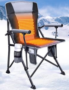 Docusvect Heated Camping Chair, Heats Back and Seat, 3 Heat Levels, Heated Folding Chair with Cup Holder, Rich Pockets, Travel Bag for Camp and Outdoors Sports, Supports 300 lbs, Battery NOT Included
