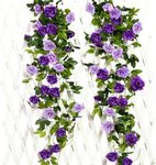 JUSTOYOU 2 Pack (15.8FT) Fake Rose Garland, Artificial Rose Vines Flowers Hanging Silk Rose Vine Wedding Home Backdrop Party Arch Arrangement Decoration