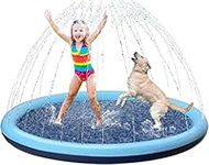 WAIZHIUA 170cm Splash Pad for Kids & Dog, Thickened Splash Play Mat Water Sprinkler Pad Wading Pool Inflatable Summer Garden Outdoor Spray Water Toys for Toddlers Babies Dogs