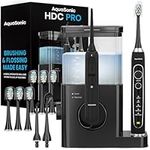 AquaSonic Home Dental Center PRO – Brushing & Flossing Made Easy – Brush & Floss – Power Toothbrush & Water Flosser – Whiter Teeth & Healthier Gums – Black Series Pro+Oral Irrigator – ADA Approved