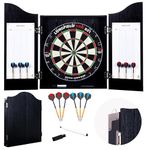 Engelhart - 065015 - Wooden Dart Cabinet + Sisal Dartboard + 2 Sets of 18 g Darts (Black)