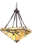 Bronze Pendant Chandelier 17" Wide Tiffany Style Budding Branch Triangle Stained Glass 3-Light Fixture for Dining Room House Foyer Kitchen Island Entryway Bedroom Living Room - Robert Louis Tiffany