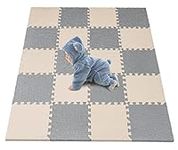 YORKING 20Pcs Foam Play Mat 30x30x1cm EVA Foam Baby Play Mats Thick Soft Floor Interlocking Mat Gray Beige Foam Floor Puzzle Mat for Children's Play and Crawl