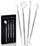 Dental Pick Tools Plaque Tartar Remover Scaler Stainless Steel Dental Teeth Whitening Cleaning Oral Care Kit –Professional Hygiene Tool Set with Tooth Scraper (4-Pack)