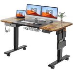 MAIDeSITe Electric Standing Desk Height Adjustable Standing Desk Sit Stand Desk with Memory Control and Anti-Collision Technology for Home Working(140 * 70cm,Black Frame+ Rustic Brown Desktop)