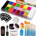 AOLIKOKO 20 Colors Face & Body Paint Palette Kit ,Halloween Makeup Kit, face painting kit professional, Ideal for Halloween Cosplay Party SFX Arty Stage Makeup (20-Colors Set)