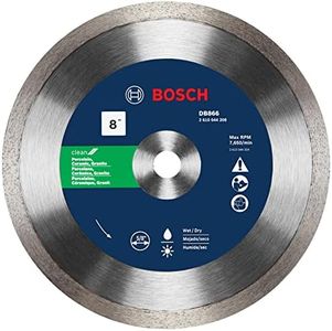 BOSCH DB866 8 In. Rapido Premium Continuous Rim Diamond Blade with 5/8 In. Arbor for Clean Cut Wet/Dry Cutting Applications in Porcelain, Ceramic, Granite
