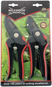 onlyfly Bargainstore Wilkinson Sword P-1111243W Bypass & Anvil Pruners Secateurs Carbon Hand Tools Twin Pack Set Gardening