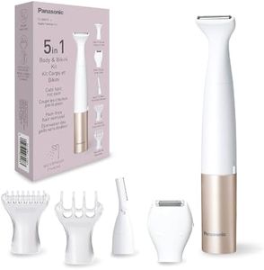 Panasonic ES-WM31 5 in 1 Kit Corpo e Bikini, Epilatore Donna, Rasoio Donna, Rasoio Bikini, 5 Accessori, Impermeabile IPX7, Wet & Dry, Alimentazione a Batteria (Necessaria 1 AA), Oro Bianco