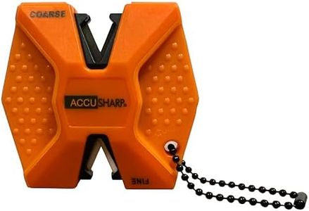 AccuSharp Pull Through Knife Sharpener Keychain, 2-Stage Sharpener for Straight or Serrated Kitchen Knives, Handheld Tool for Fishing & Hunting, Orange