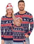 Gyabnw Unisex Couples Christmas Jumper Family Matching Xmas Sweater Women Pullover Tops Long Sleeve Jumpers Men Ugly Xmas Jumper Kids Winter