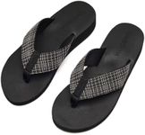 MEGNYA Vegan Waterproof Fabric Upper Sandals with Wadable Straps, Classic Supportive Travel Flip-Flops for Flat Feet, Rebound Yoga Mat Casual Flip FlopsUltralight Black White Size 9