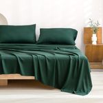 Andency Queen Sheets Set, 100% Viscose Derived from Bamboo, Cooling Summer Bed Sheets Queen Size, Deep Pocket Up to 16", Silky Soft Sheets, Hotel Bedding Sheets & Pillowcases, Dark Emerald Green