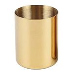 Pencil Cup Holder Desk Organizer, Gold Pen Pot Pen Holder Container Desktop Stationery Organizer Table Vases Flower Pot Makeup Brush Holder,Stainless Steel,Gold