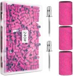 Nails Sanding Bands 240Grit Sanding Band for Nail Drill, 200Pcs Pink Sanding Band 240 Grit Fine Sanding Bands with 3/32” Sanding Bit for Natural Nail and Gel Nail, Sand Band Set Great for Manicure