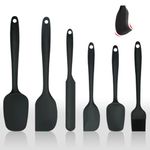 Silicone Spatula,Spatula Silicone 6 Piece Non Stick Cooking Utensils Set,Non-Scratch Heat Resistant,Stainless Steel Core,Great Grips Spatulas for Cooking,Baking and Mixing (Black)