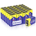 9V 6F22 Batteries High-Power Batteries Long Battery Life 9 Volt Carbon Batteries 3 Years Shelf Life, Leak-Proof 9V Batteries Suitable for Smoke Detectors and Other Electronic Products (24-Counts)