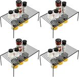 12FOR COLLECTION 4pcs Heavy Black Iron Kitchen Dish Rack Expandable Storage Shelves for Kitchen Cabinets Multipurpose Organizer Extend with Anti-Rust Nano Coating