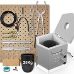 Lyrufexon 25KG Pentagonal Propane Furnace Kit with Two Tongs & Crucible, All New Kiln Smelting Gold Silver Copper Aluminum, Metal Recycle Create Unique Gifts Home Forge Casting Tool(Double Burner)