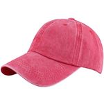 Glamorstar Classic Unisex Baseball Cap Adjustable Washed Dyed Cotton Ball Hat, Watermelon Red, One Size