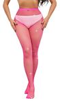 Simply Joshimo Women's Neon Pink Coloured Festival Fishnet Tights With Sparkly Rhinestones/Crystals