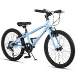 Glerc AMOS 20 inch Kids Bike for 6 7 8 9 Year Old Boys Girls Teen with Dual Handbrakes & Kickstand 6 Speeds Drivetraint, Blue