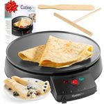 Crepe Maker and Non-Stick 12" Griddle- Electric Crepe Pan with Spreader and Recipes Included- Also use for Blintzes, Eggs, Pancakes and More