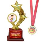 World's Best Husband Trophy with Medal Gifts Love Anniversary Award Gift