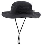 Connectyle Men's Outdoor Boonie Sun Hat UV Protection Fishing Hiking Camping Hat, Black, Large