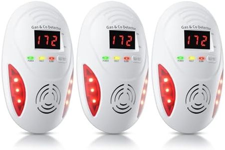 Carbon Monoxide Detectors and Natural Gas Detector, Carbon Monoxide Detectors Plug in, Dual Alarms Gas Leak Detector with Light - Natural, Co Leak Detection for Home, RV Essentials, White, 3Pcs