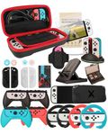 Accessories for Family Bundle Accessories for Nintendo Switch OLED, Carry Case& Screen Protector,4 Pack Joy Con Grips and Steering Wheels, Case Cover,Stand Mount,Joy Con Charger and MoreSwitch OLED