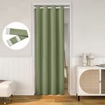 HOMEIDEAS Sage Green Doorway Curtains Privacy, Grommet Closet Door Curtain for Bedroom, W39 x L78 Inch Solid Blackout Door Cover Curtains, Tie Back Insulated Window Curtain Drape, 1 Panel