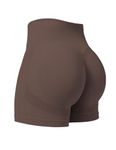 YEOREO Professional Women Workout Shorts 3.6" Scrunch Shorts Seamless High Waisted Contour Gym Yoga Biker Shorts Chocolate Brown