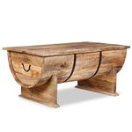 vidaXL Rectangular Coffee Table - 88 x 50 x 40 cm - Handmade Solid Mango Wood with Storage Compartment, Polished & Lacquered, Brown - Vintage Addition for Living Room/Bedroom