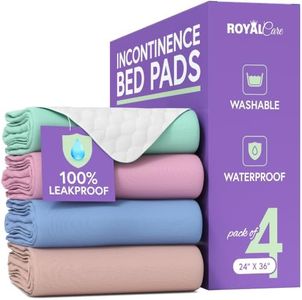 Incontinence Bed Pads - 4 Pack 24” x 36” Reusable Waterproof Mattress Protectors - Highly Absorbent, Machine Washable - for Children, Pets and Seniors - Assorted Colors - Royal Care