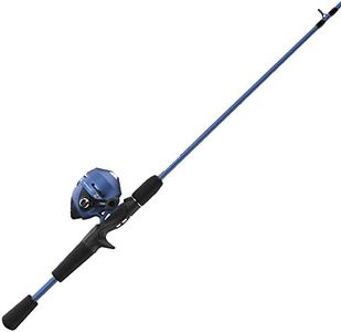 Zebco Slingshot Spincast Reel and Fishing Rod Combo, 5-Foot 6-Inch 2-Piece Fishing Pole, Size 30 Reel, Right-Hand Retrieve, Pre-Spooled with 10-Pound Zebco Line, Blue