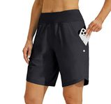 Willit Women's Swim Board Shorts UPF 50+ High Waisted Swimming Shorts with Liner Pockets 9" Black Size 14