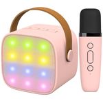 UMEIJA Karaoke Machine for Kids Age 4-12 Kids Microphone with 1 Wireless Mic Portable Bluetooth Karaoke Speaker with LED Lights for Kids&Adults Toys for 5 6 7 8 9 10 11 Years Teens Girl Boys