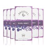 Brodies Earl Grey Tag and Envelope - 6 Tea Boxes of 20 Tea Bags each (total 120 Tea Bags) - Delicate and scented quintessential British Tea with the citrus note of Bergamot