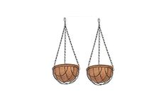 COIR GARDEN WATER HANGING BASKET 10 INCH 2 PIECES - COCO GARDENING POTS with STAND - FLOWER POTS HANGER GARDEN DECORATION INDOOR and OUTDOOR