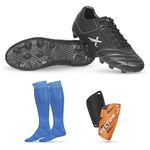 Vector X Combo of Dynamic 2.0 Shoe, Pair of Shin Guard & Pair of Stockings Football Kit Green (Dynamic Combo, Size-8)