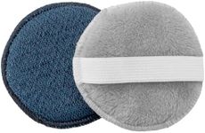 S&T INC. Gentle Face Scrubbers, Dual Sided Face Exfoliators with Elastic Strap, 3.3 Inch Diameter, 2 Pack, Navy/Grey