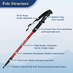 TheFitLife Trekking Poles 2-Pack – Ultralight, Collapsible, Antishock, Quick Lock