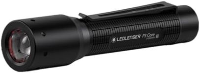 Ledlenser P3 CORE - Premium Battery Operated LED Torch, 90lm IP54 Water Resistant Ultra-Compact, Lightweight Flashlight, Perfect Hiking, Camping Torch (Batteries Included) Black