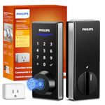 Philips Wi-Fi Smart Door Lock, Keyless Entry Door Lock with App Control,Fingerprint ID,Auto Unlock,Keypad Deadbolt with Wi-Fi Bridge Adaptor,Smart Locks for Front Door - Satin Nickel