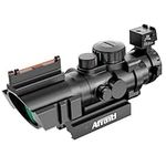 Afranti Rifle Scope 4X32mm Red/Green/Blue Illuminated Rapid Range Reticle Airsoft Red Dot Sight Scope with Top Fiber Optic Sight and 11mm/22mm Picatinny Rail Mount for Hunting