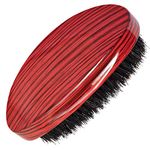 Aosina Wave Brush MediumBoar Bristles Hair brush-Designed for Thin and Normal Hair-Mens Curved Military Wave and Beard Brush-Great for 360 Waves: red/black bristles